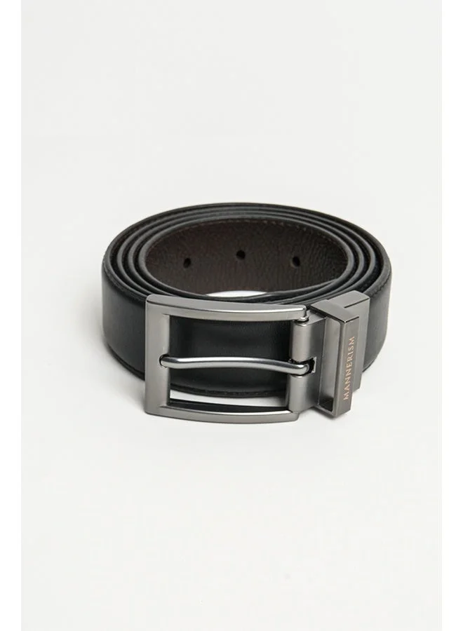 تكلف The Frontier Passage Reversible Waxed Leather Belt Black & Seal Brown