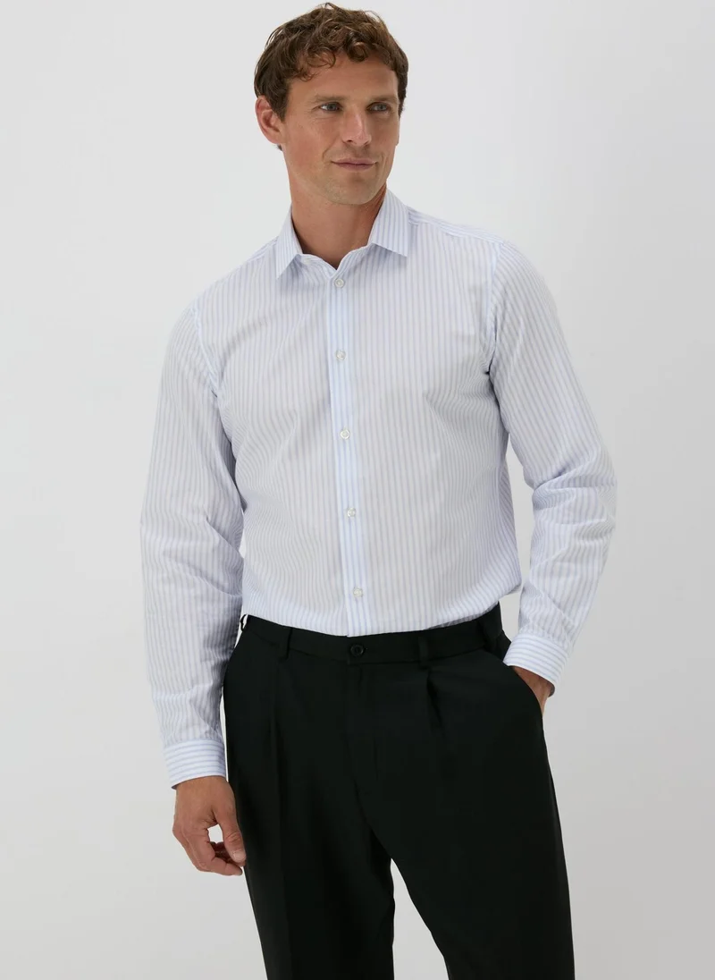 Matalan Taylor & Wright Blue Stripe Slim Fit Shirt