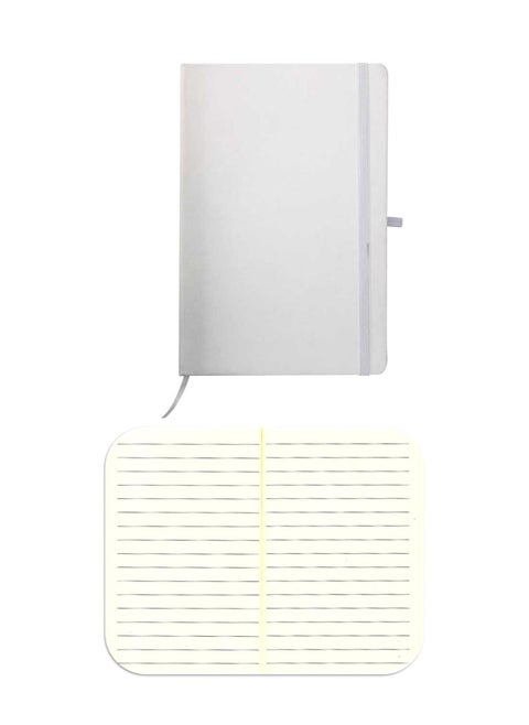 A6 Size Executive PU Notebook With Elastic Closure And Pen Loop White