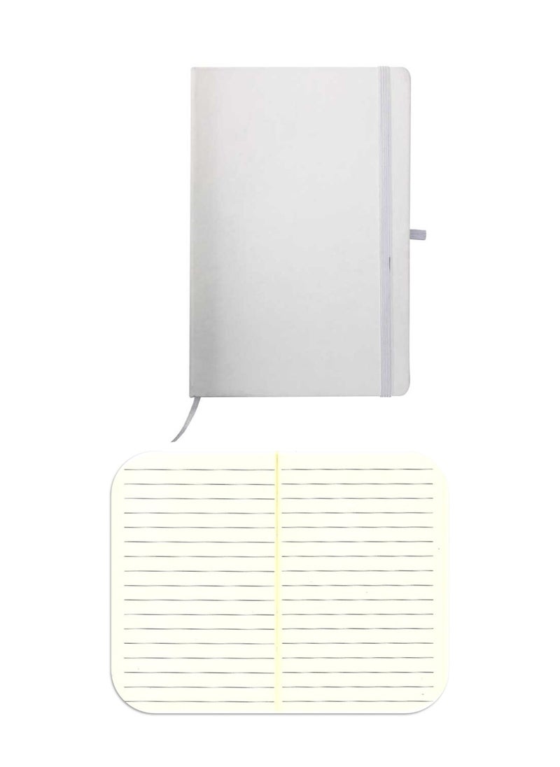 Office Maker A6 Size Executive PU Notebook With Elastic Closure And Pen Loop White  - Image 1