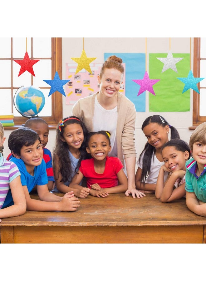 Gejoy 80 Pieces Glitter Star Cutouts Paper Star Confetti Cutouts For Bulletin Board Classroom Wall Party Decoration Supply (Rich Colors 6 Inches Length) - Image 3