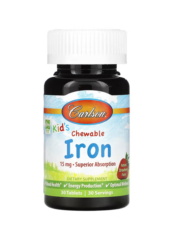 Carlson Kid's Chewable Iron Strawberry 15 mg 30 Tablets