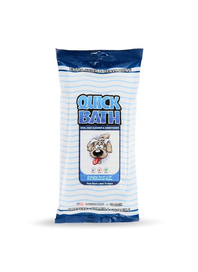 Ivs - International Veterinary Sciences IVS Quick Bath Dog Towelettes, Removes Odor, Extra Thick and Heavy Duty for Large Dogs, Made in the USA, 10 Count Pack - Image 1
