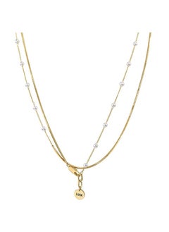 Generic Chic Elegant Ring Design Stylish Necklace Personality fashion double layered pear-shaped small diamond long tassel pendant necklace two-piece set  - Image 2