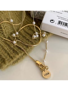 Generic Chic Elegant Ring Design Stylish Necklace Personality fashion double layered pear-shaped small diamond long tassel pendant necklace two-piece set  - Image 3