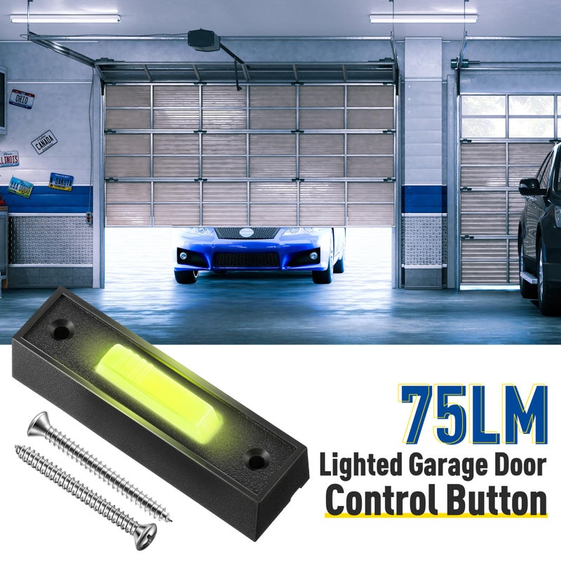 Fiada Lighted Doorbell Button, Garage Door Opener Switch with LED Light, 41A4166 Wall Mounted Push to Exit Ringer Button(Black,1 Piece) - Image 2