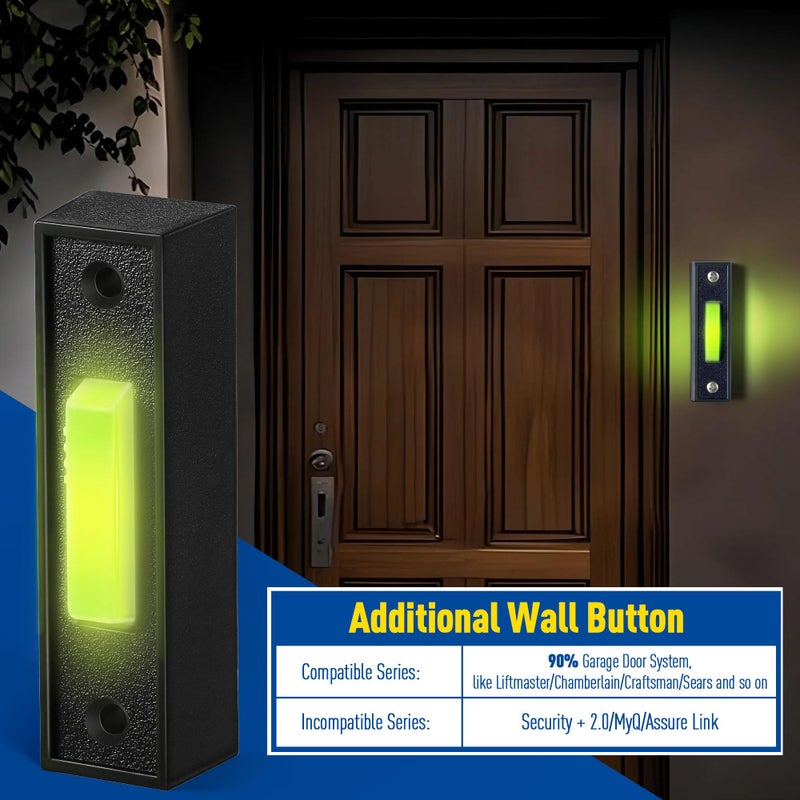 Fiada Lighted Doorbell Button, Garage Door Opener Switch with LED Light, 41A4166 Wall Mounted Push to Exit Ringer Button(Black,1 Piece) - Image 3