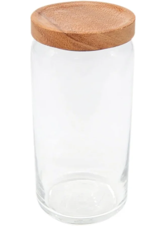 BILLI Billi Glass Canister With Stackable Wooden Lid (Large) 1000ML