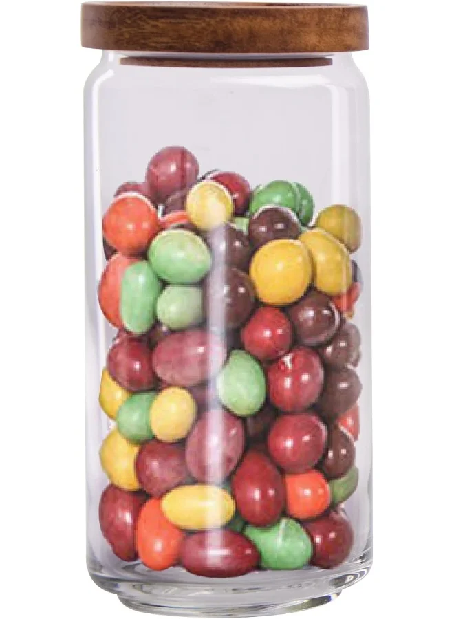 BILLI Billi Glass Canister With Stackable Wooden Lid (Large) 1000ML