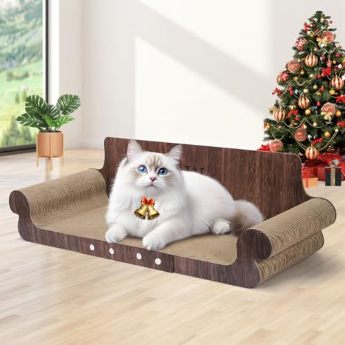 wpvpaw Extra Large Cat Scratcher Bed 32 Inch Cat Scratching Board Cat Couch Durable Cardboard Cat Scratcher Lounger Modern Stylish Cats Bed for Indoor Cats Furniture Protector - Image 1