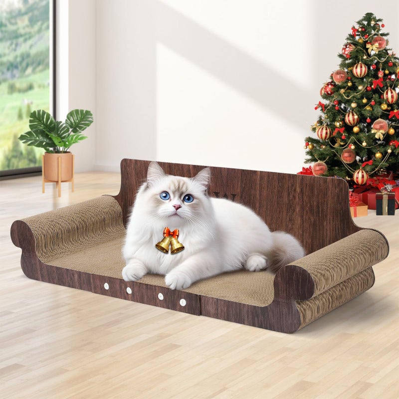 wpvpaw Extra Large Cat Scratcher Bed 32 Inch Cat Scratching Board Cat Couch Durable Cardboard Cat Scratcher Lounger Modern Stylish Cats Bed for Indoor Cats Furniture Protector - Image 2
