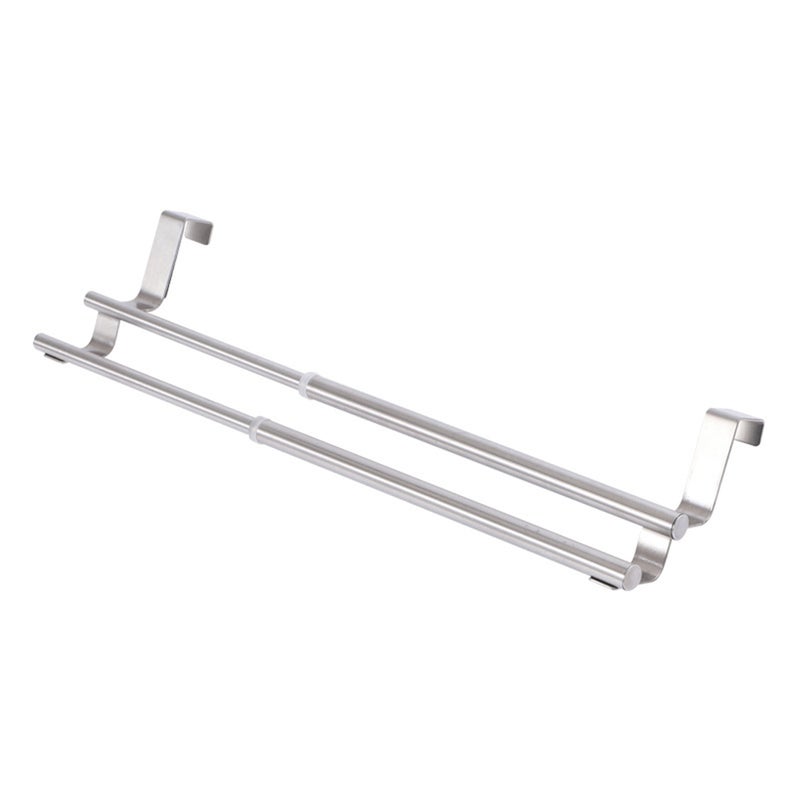 Bathroom Freely Retractable Double Towel Bar Stainless Steel Storage Wall Mount Rack Movable Shower Shelf - Image 1