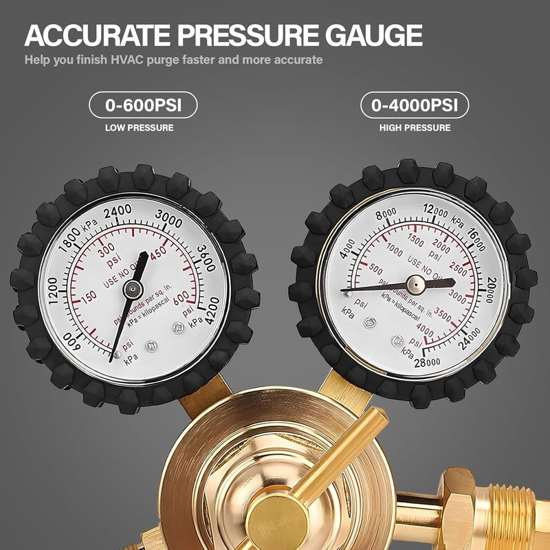 Tutor Auto Nitrogen Regulator with 0-400 PSI Delivery Pressure, 60" Hose CGA580 Inlet Connection and 1/4'' Male Flare Outlet Connection - Image 5
