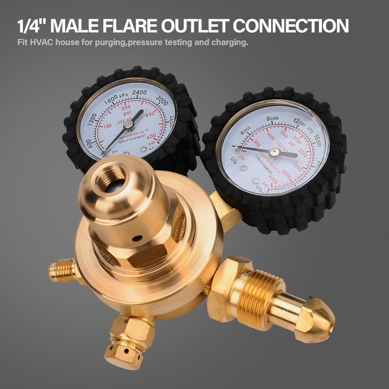 Tutor Auto Nitrogen Regulator with 0-400 PSI Delivery Pressure, 60" Hose CGA580 Inlet Connection and 1/4'' Male Flare Outlet Connection - Image 4