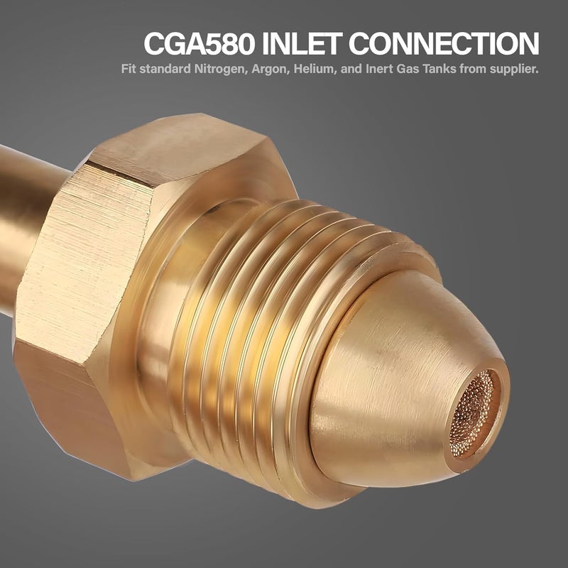 Tutor Auto Nitrogen Regulator with 0-400 PSI Delivery Pressure, 60" Hose CGA580 Inlet Connection and 1/4'' Male Flare Outlet Connection - Image 3