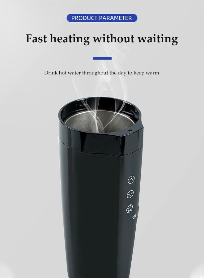 DUNISO Car Electric Kettle, Intelligent Stainless Steel Electric Cup, Car Heated Travel Cup, With Intelligent Temperature Display And Anti Slip Base, Adjustable Temperature, Leak Proof, 400ml  - Image 4