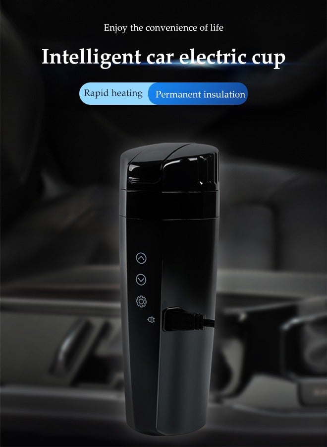 DUNISO Car Electric Kettle, Intelligent Stainless Steel Electric Cup, Car Heated Travel Cup, With Intelligent Temperature Display And Anti Slip Base, Adjustable Temperature, Leak Proof, 400ml  - Image 2