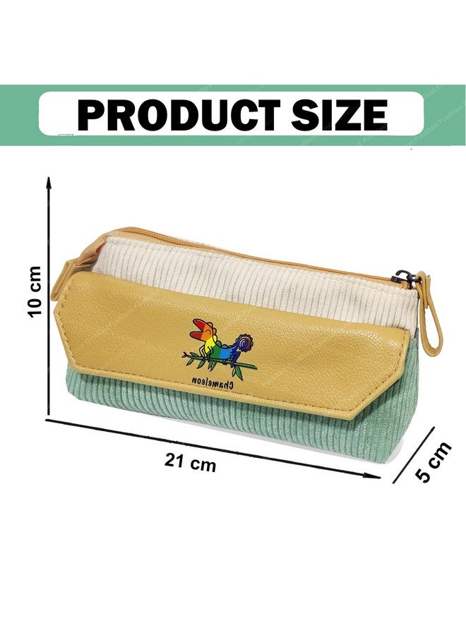 فنبلاست حقيبة أقلام فن بلاست للبنات - حقيبة أقلام كاواي، منظم أقلام أنيق، حقيبة متعددة الأغراض بسحاب للأطفال والكبار، حقيبة تنظيم أدوات مكتبية كبيرة السعة (أخضر) - Image 3