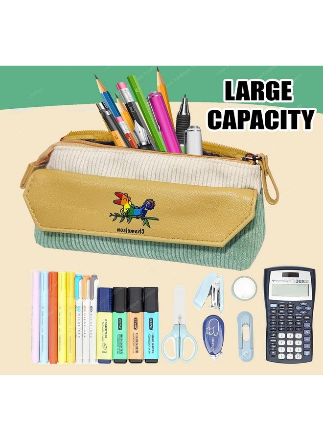 فنبلاست حقيبة أقلام فن بلاست للبنات - حقيبة أقلام كاواي، منظم أقلام أنيق، حقيبة متعددة الأغراض بسحاب للأطفال والكبار، حقيبة تنظيم أدوات مكتبية كبيرة السعة (أخضر) - Image 4