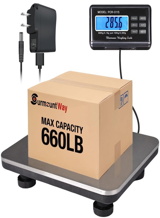 Surmount Way SurmountWay Shipping Scale 660lbs LCD Digital Platform Heavy Duty Portable Stainless Platform for Postal Shipping Scale Industrial Floor Scale W/ 14"X 12" - Image 1