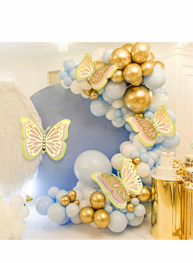 إكسفور 3D erfly Wall Decor 4Pcs 12 Large Gold for Birthday Party Decorations Cake Decorations, Removable Stickers Room Kids Nursery Wedding Decor(Gold) - Image 2