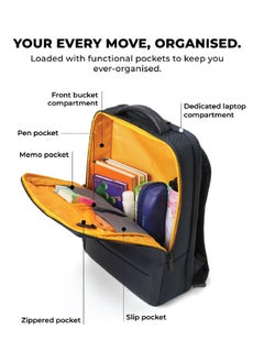 Mokobara MOKOBARA The Element Backpack | Laptop Up to 15.6 Inches, 18L Capacity | Durable Nylon and Vegan Leather, Water Resistant | Ideal for Travel, Office, Students | Ergonomic, Padded Straps | Blue  - Image 2