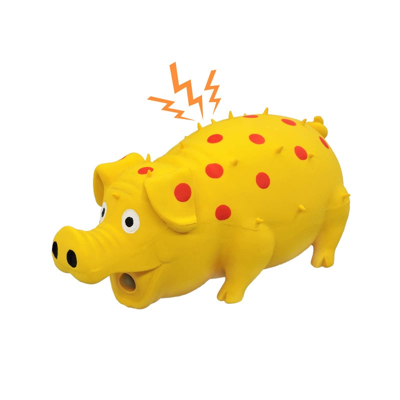 Andiker Dog Squeaky Toy Dots Latex Dogs Chew Toys with a Oinks Sound Squeaker Grunting Pig Dog Toy Durable Self Play 8 Dogs Squeeze Toy for Dental Biting Chasing to Kill Boring Time Yellow - Image 2