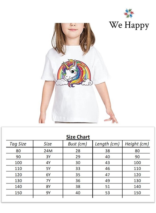 We Happy Unicorn Costume Theme T shirt for Kids Girls  Colorful Pattern Printed Birthday Party Wear  - Image 4