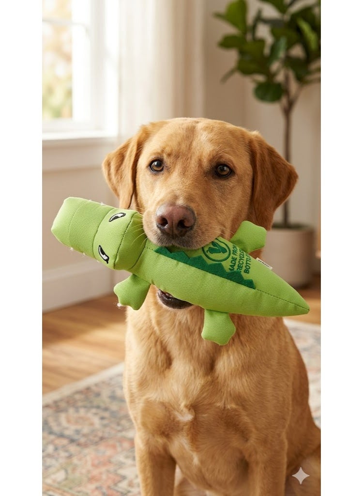 Crocodile Plush Dog Toy, Green, Stuffed Pet Chew Toy - Image 1