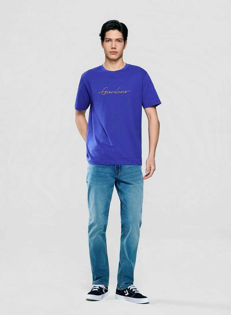 Giordano Men’s Slim Fit Cotton Signature Print Tee