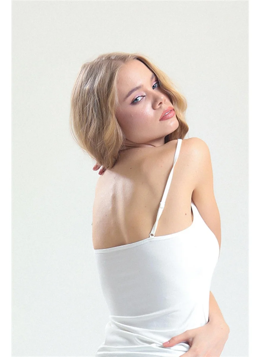 ماجيك فورم 4025 Women's Adjustable Rope Strap Combed Cotton Athlete-White