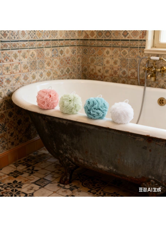 4-Pack Wash Bathing Sponge Loofahs Multicolour 11.81inch - Image 2