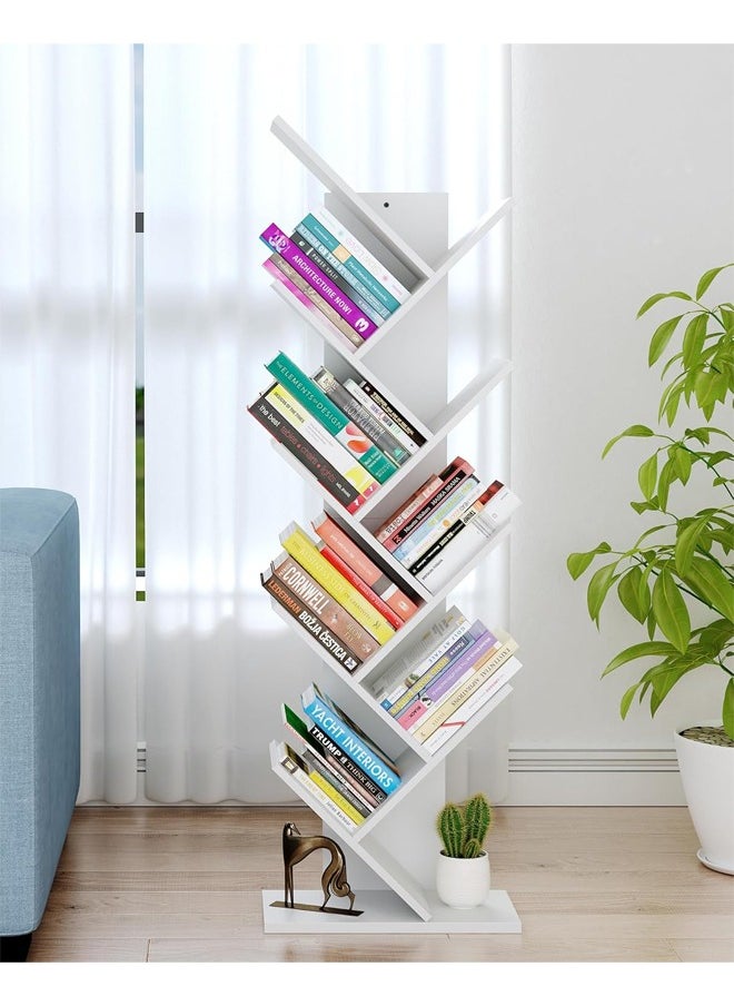 Cady One 9-Shelf Tree Bookshelf, Floor Standing Bookcase, Storage Shelves Suitable for CD and Book Storage for Living Room and Library  - Image 1