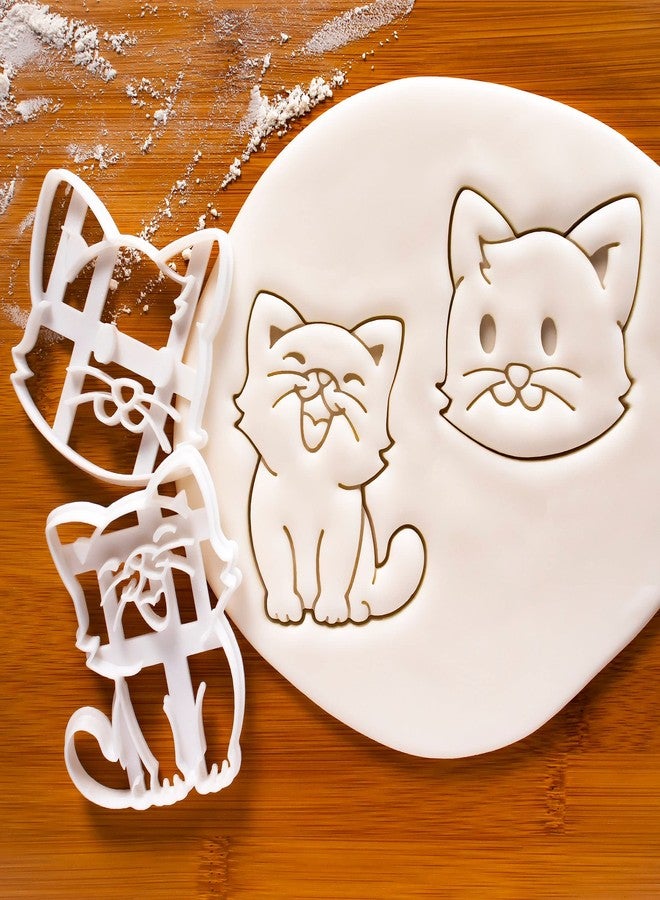 Bakerlogy Set of 2 Cat cookie cutters (Designs: Happy Cat and Cat Face), 2 pieces - Bakerlogy - Image 2