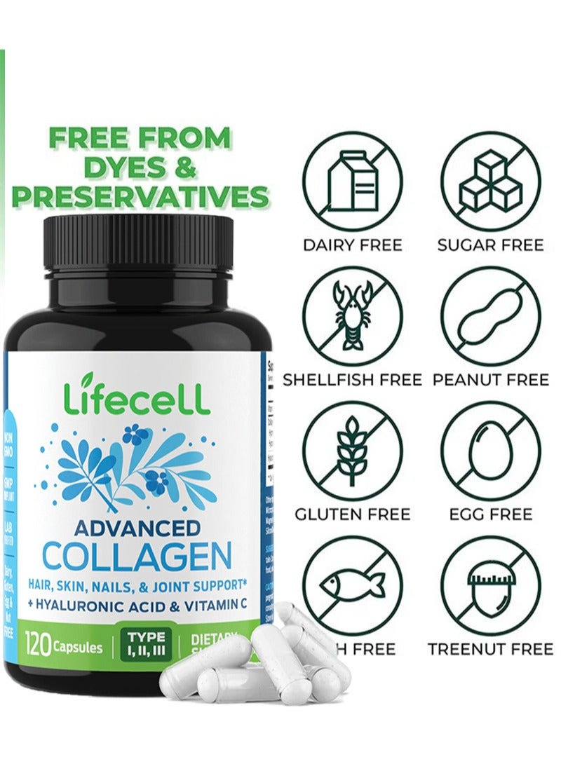 لايفسل مكمل الكولاجين المتقدم، حبوب الكولاجين المتقدمة مع حمض الهيالورونيك، 120 كبسولة نباتية - Image 4