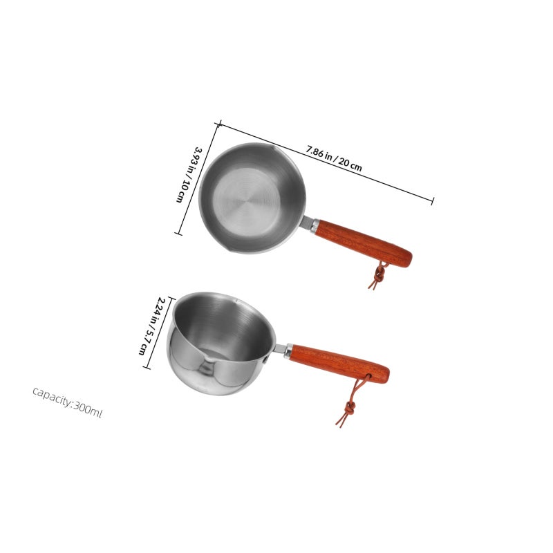 Stainless Steel Small Pan Mini Cooking Pot with Pour Spout Hot Oil Pan Butter Chocolate Melting Pot Baby Food Saucepan 300ml - Image 2