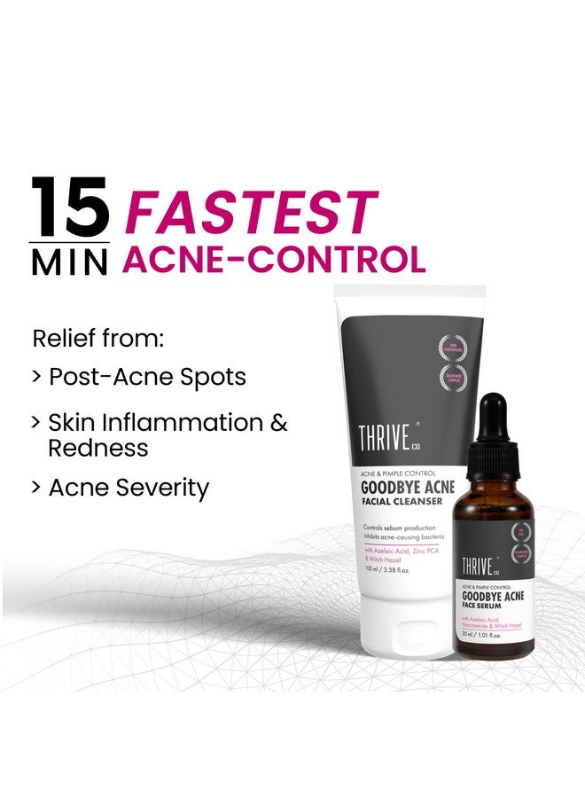 THRIVECO Goodbye Acne Kit Antiacne Serum (30Ml) And Face Wash (100Ml) Reduces Pimples Acne Marks & Sebum Production With Diacnemidetm Azelaic Acid Witch Hazel Niacinamide & Zinc Pca For Women & Men - Image 2