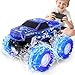 Drefirsa Blue Monster Truck Toy Amphibious Remote Control Car 4WD All Terrain OffRoad RC Truck with Colorful Light RC Stunt Car Toy for 6 7 8 9 10 11 12 Year Old Boy Birthday Gift - Image 2