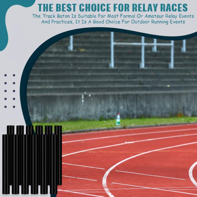 Hanaive 12 Pieces Relay Baton Sports Aluminum Track Baton Field Race Equipments for Running Race Team Corrosion Resistant for Students Office Clark Running Outdoor Field Race Tools(Black) - Image 5