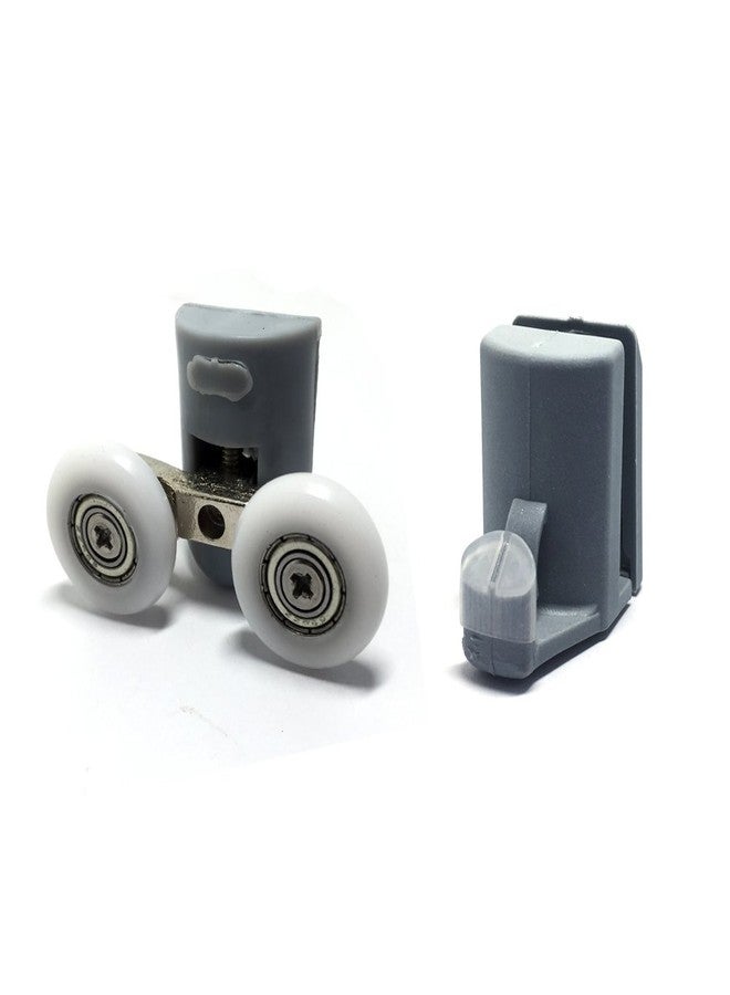 سموث قطع غيار باب الدش الحديثة من Smoothly - مجموعة من 8 بكرات علوية قابلة لضبط الارتفاع المزدوج وخطافات سفلية محملة بنابض - قطر 23 مم، سمك 6 مم - رمادي، أبيض، فضي - Image 5