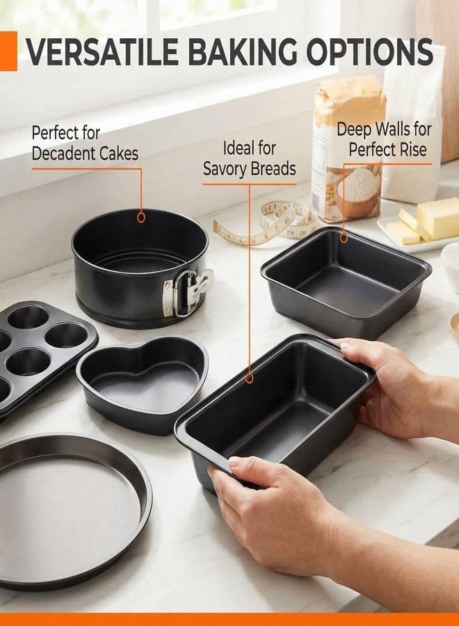 PureBake 8-Piece Bakeware Set | Carbon Steel Non-Stick Cake Moulds for OTG, Microwave & Oven | Baking Tins Combo for Cake, Muffin, Bread | Dishwasher Safe Baking Set - Image 4