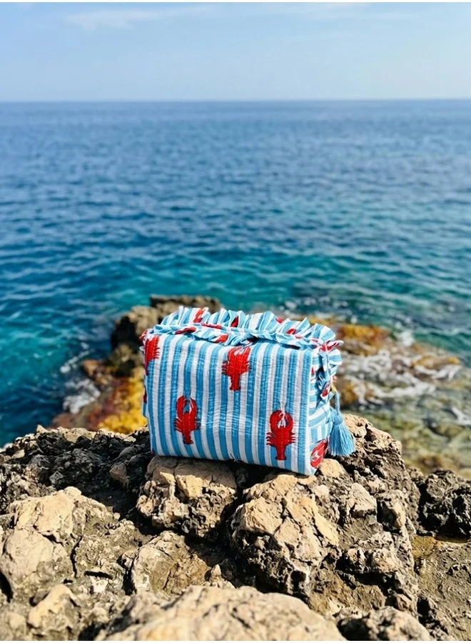 BU Towels BU Lobster Pouch, Set of three, Hand-printed, Designed for travel, pool days, and everyday use