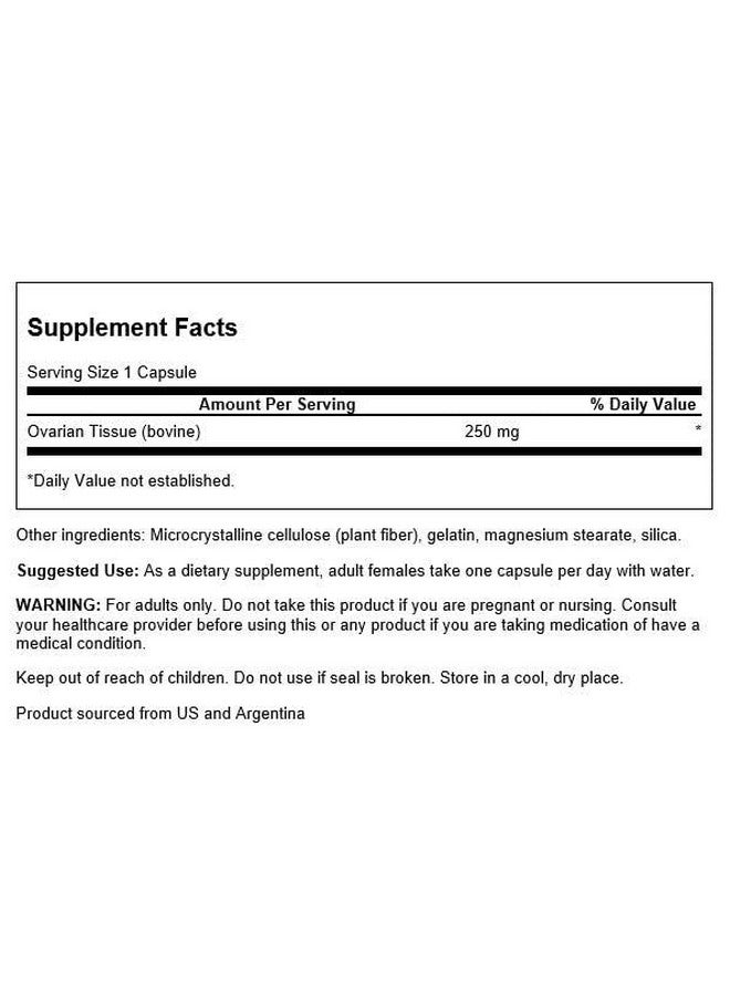 SWANSON مكمل غذائي طبيعي من الغدد المبيضية يعزز صحة الغدد لدى النساء ودعم التوازن مستخرج من أنسجة الأبقار الممتازة لدعم العافية (60 كبسولة 250 ملغ لكل منها) - Image 3