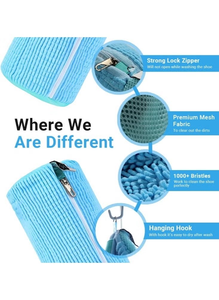شنطة غسيل احذية شبكية قابلة لاعادة الاستخدام مع سحاب متعددة الطبقات لحماية الاحذية الرياضية والاحذية الرياضية والاحذية الشبكية قابلة للغسل في الغسالة - Image 4