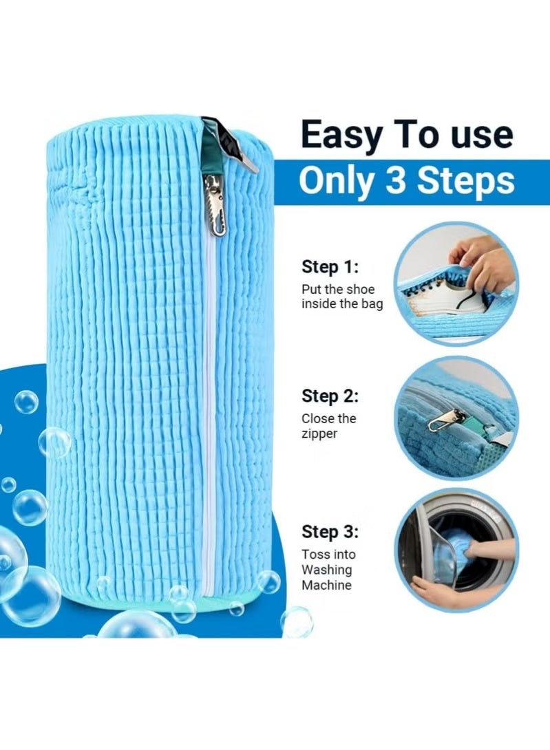 شنطة غسيل احذية شبكية قابلة لاعادة الاستخدام مع سحاب متعددة الطبقات لحماية الاحذية الرياضية والاحذية الرياضية والاحذية الشبكية قابلة للغسل في الغسالة - Image 5