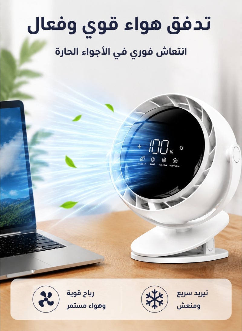 Monda USB Clip Fan, Mini Portable Desk Fan, Strong Airflow Quiet Electric Fan, Adjustable Clip-On Desktop Cooling Fan, 3 Speed USB Powered Small Fan for Office Bedroom Dorm Travel, White - Image 3