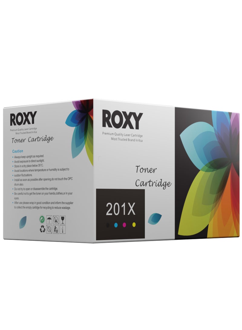روكسي مجموعة خراطيش حبر ROXY 201X/201A عالية الإنتاجية (أسود، سماوي، أرجواني، أصفر) – بديل متوافق مع HP CF400X–CF403X - Image 2