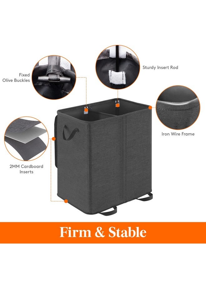 Lifewit Lifewit Double Laundry Hamper with Lid and Removable Laundry Bags, Large Collapsible 2 Dividers Dirty Clothes Basket with Handles for Bedroom, Laundry Room, Closet, Bathroom, College, 155L Black - Image 1