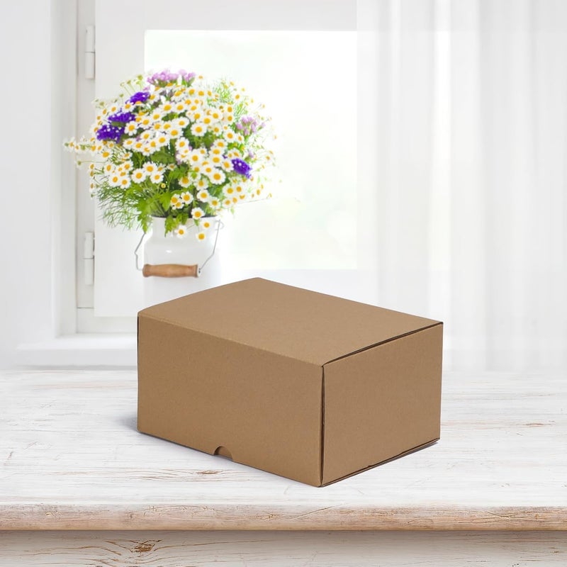AL FAKHAMA 10 Pcs Top Open Brown Shipping Boxes - Foldable 3-Ply Corrugated Cardboard Mailer Boxes (5x5x4 Inches) - Image 4