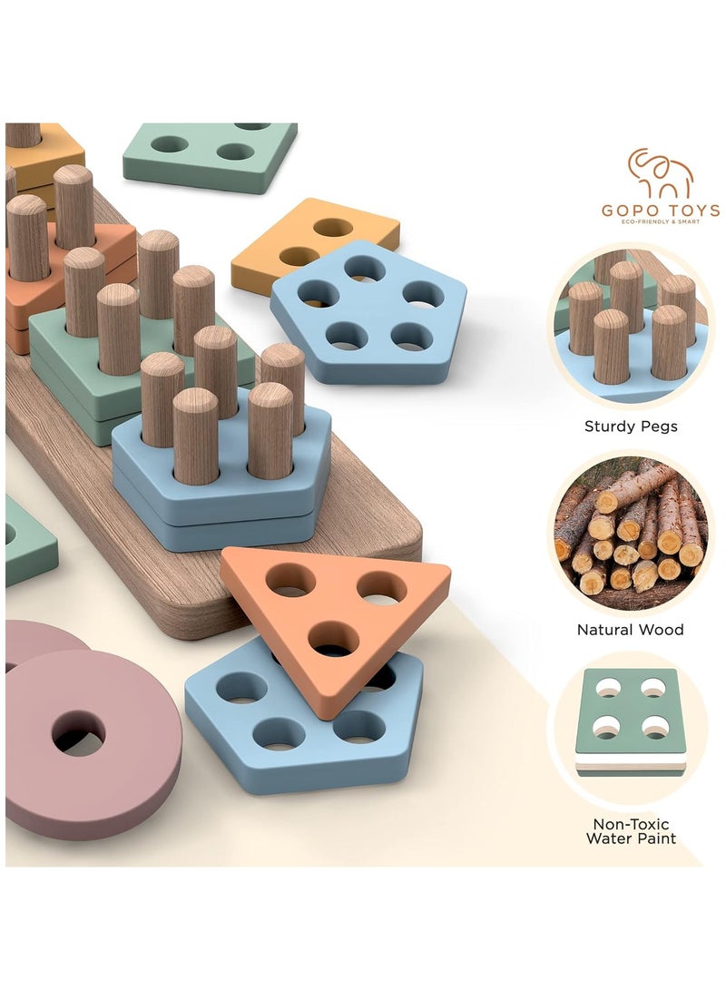 لعبة بازل الاشكال الخشبية التعليمية للاطفال - لتنمية المهارات الحركية و تعلم الالوان و الاشكال بطريقة منتسوري من عمر 18 شهر و ما فوق - Image 4
